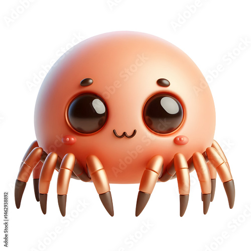 Cute 3d spider isolated on white background