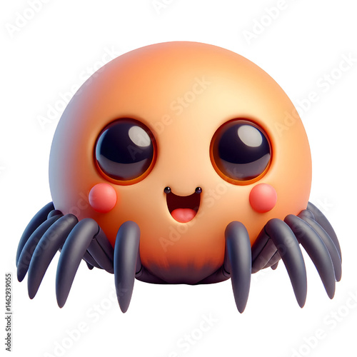 Cute 3d spider isolated on white background