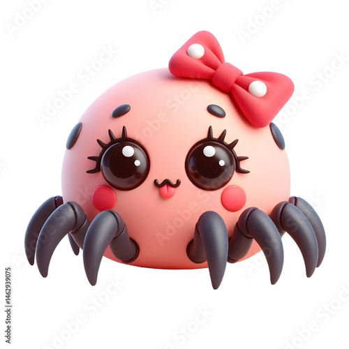 Cute 3d spider isolated on white background