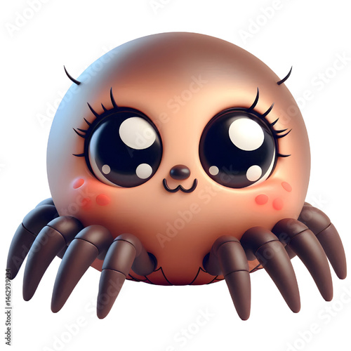 Cute 3d spider isolated on white background