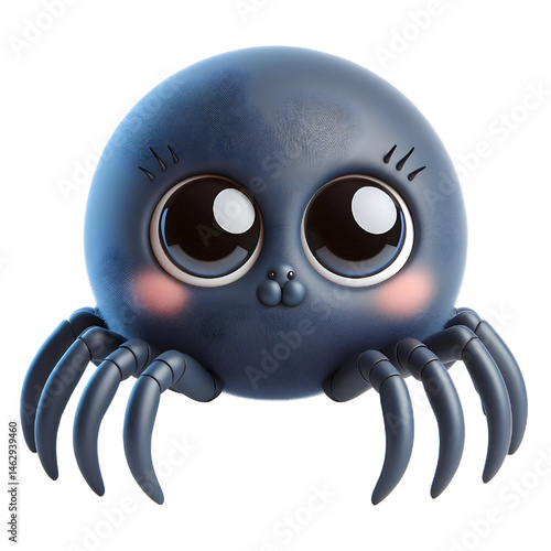 Cute 3d spider isolated on white background