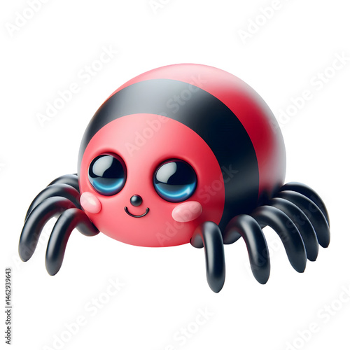 Cute 3d spider isolated on white background