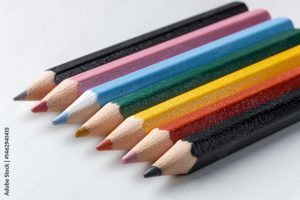 Fototapeta premium Colored Pencils: A Vibrant Row of Artistic Hues