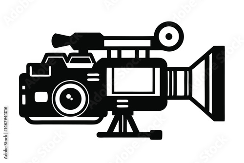 A black camera sits on a stand, ready for filming some amazing stuff