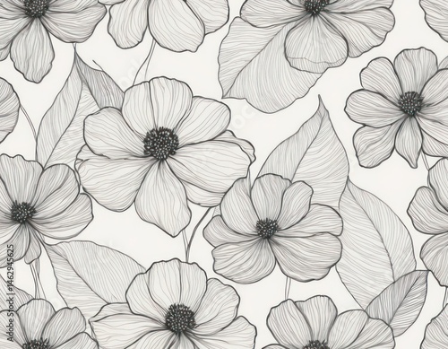 Line Art Floral Pattern