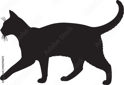 Schilderij op canvas Egyptian Mau Silhouette Vector Illustration