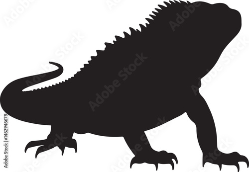 Eastern Water Dragon Lizard Silhouette Vector Illustration