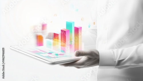 Man Analyzing Website Traffic Data On Tablet Computer For Improved Performance And Engagement Optimization. Tracking Data On A Mobile Device.