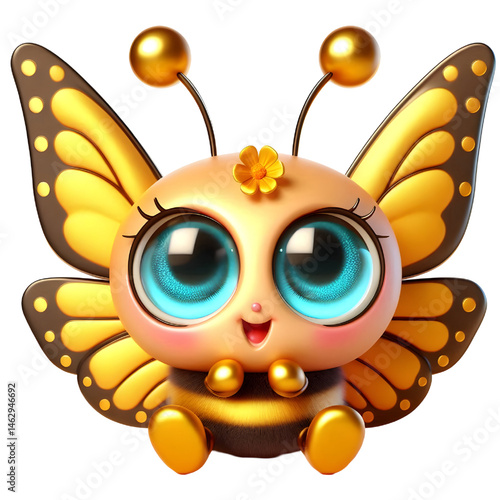 Cute 3d butterfly isolated on white background