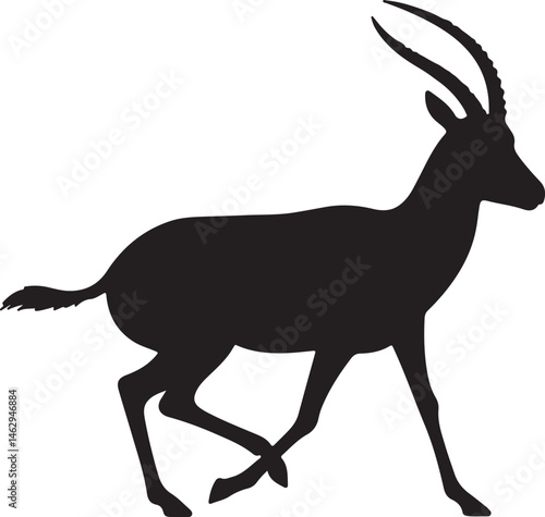 Gazelle antelope vector silhouette on white background