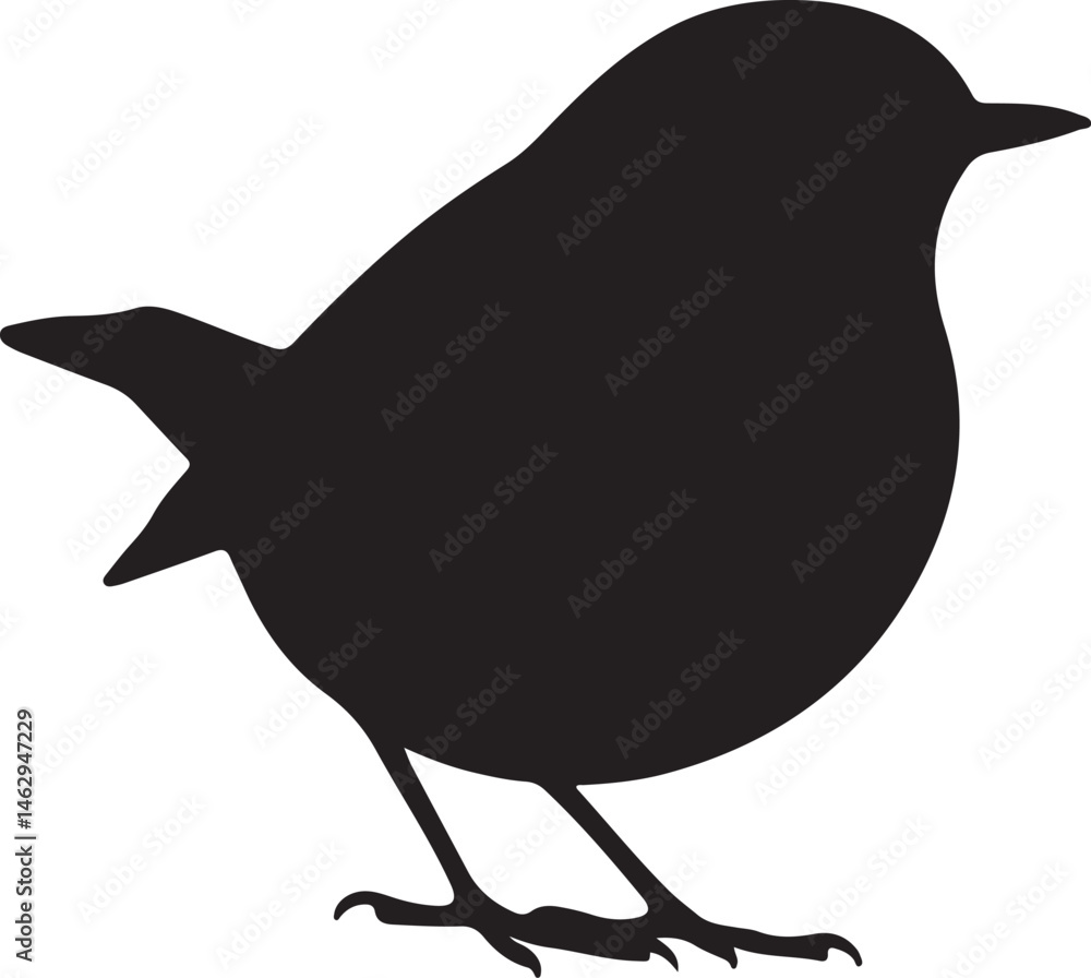 Fototapeta premium Japanese Robin bird vector silhouette on white background