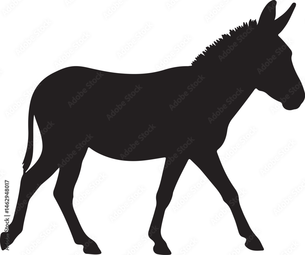 Obraz premium Onager wild donkey vector silhouette on white background