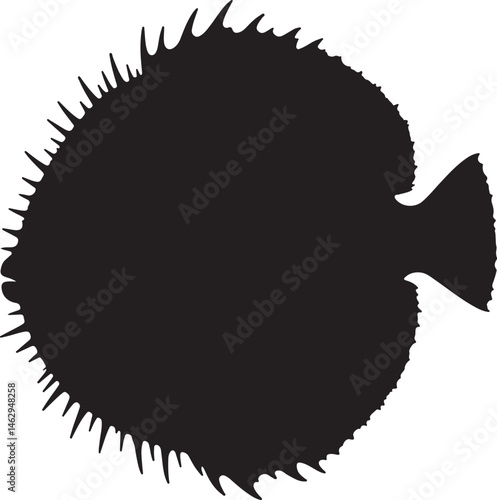 Pacific Spiny Lumpsucker fish vector silhouette on white background