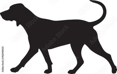 Red Bone Coonhound Dog vector silhouette on white background