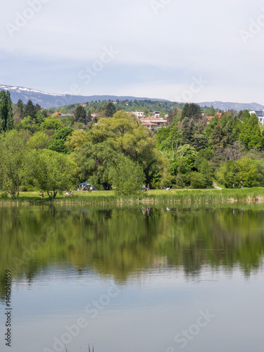 Obraz na płótnie Spring Landscape of Pancharevo lake, Bulgaria w salonie