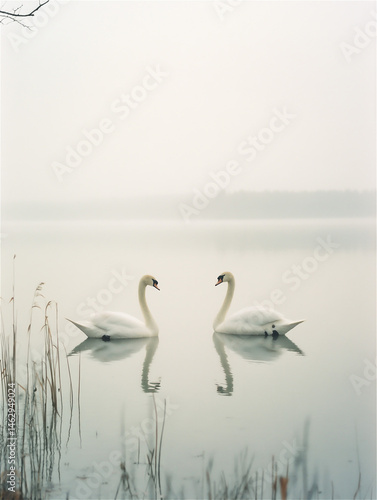swans on the lake generated by AI