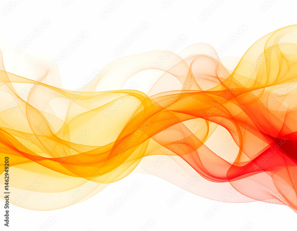 Obraz premium Abstract flowing waves of orange and yellow hues creating a dynamic visual effect on a white background