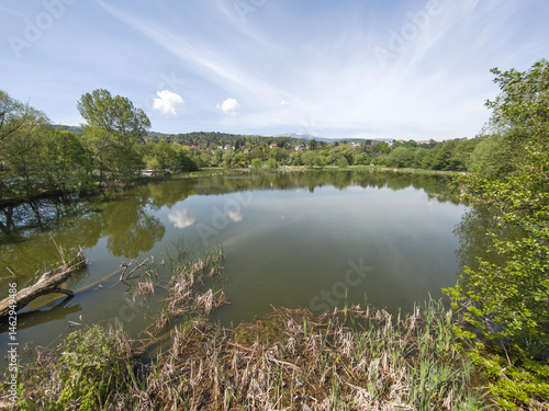 Obraz na płótnie Spring Landscape of Pancharevo lake, Bulgaria w salonie