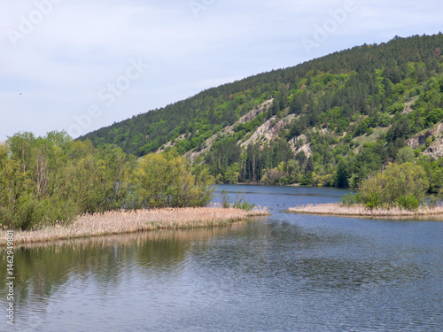 Obraz na płótnie Spring Landscape of Pancharevo lake, Bulgaria w salonie