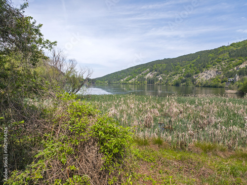 Obraz na płótnie Spring Landscape of Pancharevo lake, Bulgaria w salonie