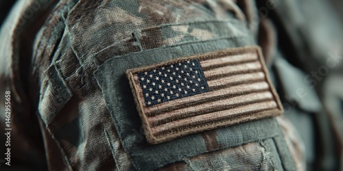 Close-Up of U.S. Military Uniform with American Flag Patch Symbolizing Patriotism