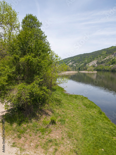 Obraz na płótnie Spring Landscape of Pancharevo lake, Bulgaria w salonie