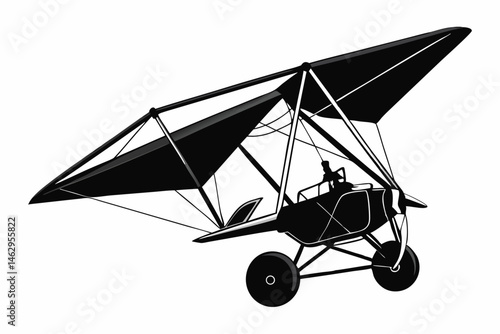 Black silhouette shows a pilot in a small plane flying toward adventure, daringly