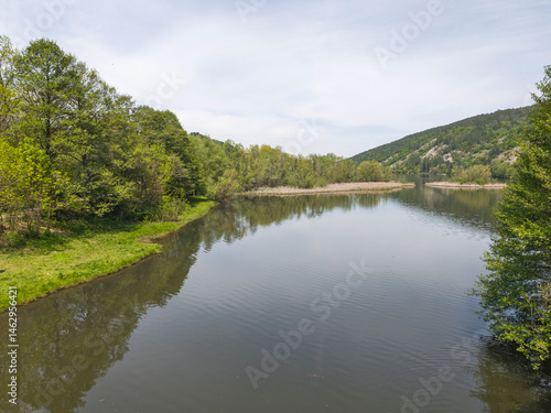 Obraz na płótnie Spring Landscape of Pancharevo lake, Bulgaria w salonie