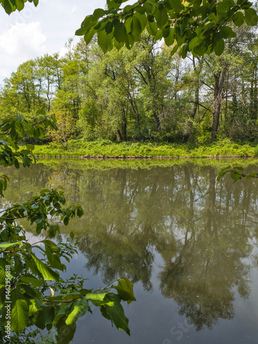 Obraz na płótnie Spring Landscape of Pancharevo lake, Bulgaria w salonie