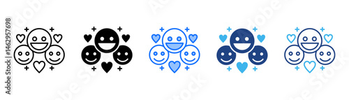 Happiness Icon Set With Multiple Style Collection 
