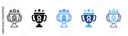 Achievement Icon Set With Multiple Style Collection 