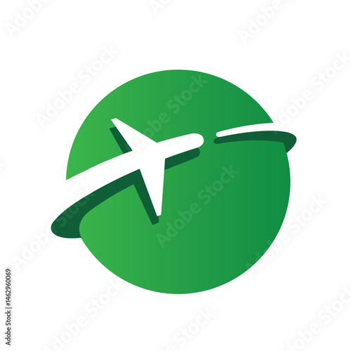 Abstract airplane and world logo minimal circle travel vector design symbol icon