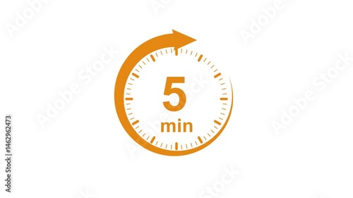 Clock Face Timer - The 5 minutes, stopwatch icon. Stopwatch icon in flat style. white and green background 4k video timer 5 minutes countdown icon. Time measure. The chronometer icon