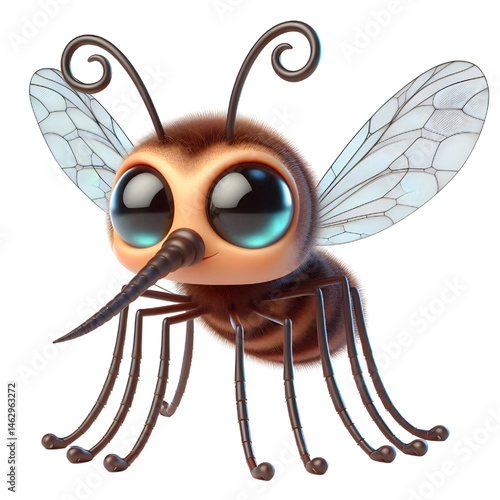 Cute 3d Mosquito isolated on white background