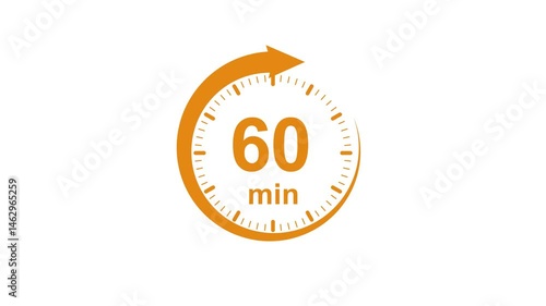 Clock Face Timer - The 60 minutes, stopwatch icon. Stopwatch icon in flat style. white and green background 4k video timer 60 minutes countdown icon. Time measure. The chronometer icon