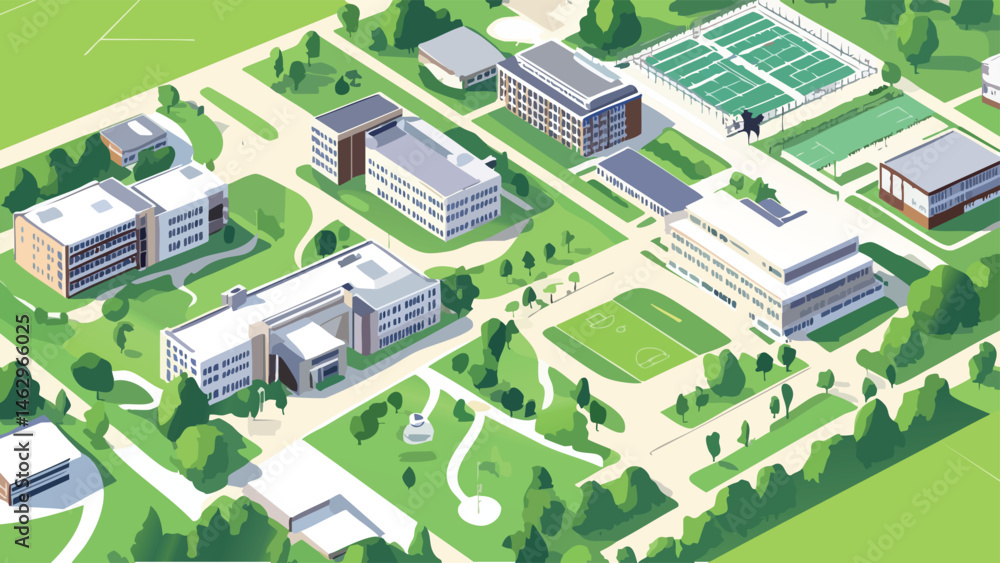 School Campus with Modern Buildings and Courtyards.eps School Campus with Modern Buildings and Courtyards.eps