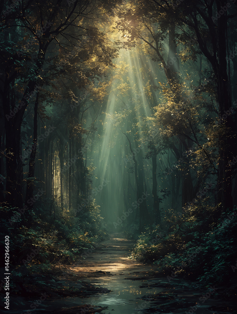 Fototapeta premium Sanctuary of the Luminous Path. Generative AI