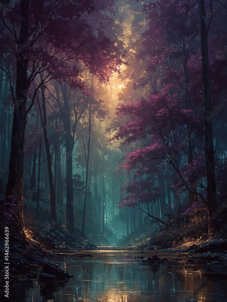 Fototapeta premium Sanctuary of the Luminous Path. Generative AI