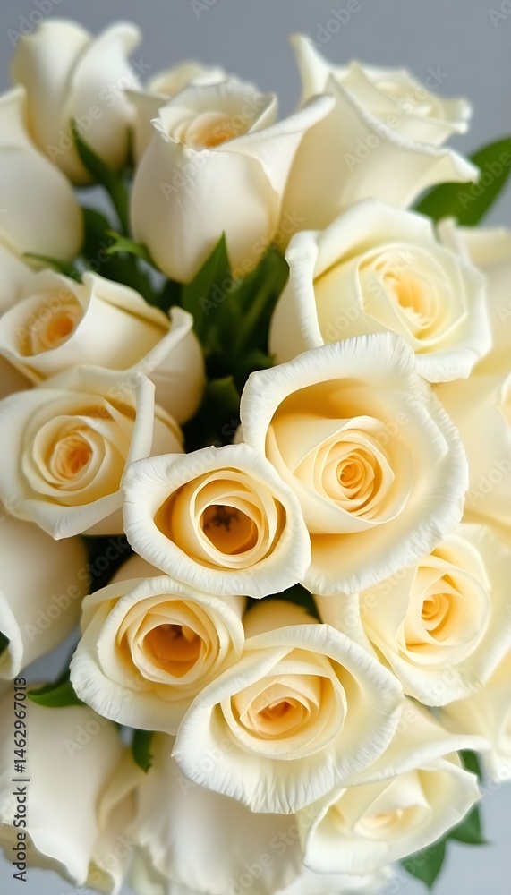 Obraz premium bouquet of white roses with green leaves