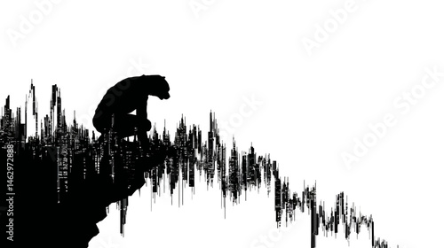 crypto market crash simple black silhouette vector isolated on white background  -  
