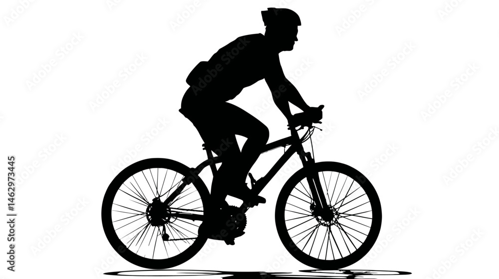 Fototapeta premium Cyclist riding bicycle silhouette side view vector isolated on white background - 