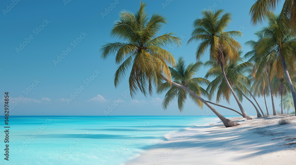 Tropical Beach With Palm Trees Scenery Tropical Beach With Palm Trees Scenery