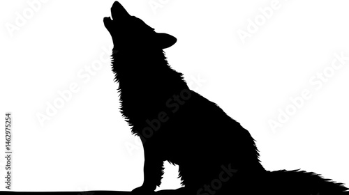 Dog howling silhouette vector isolated on white background  -  