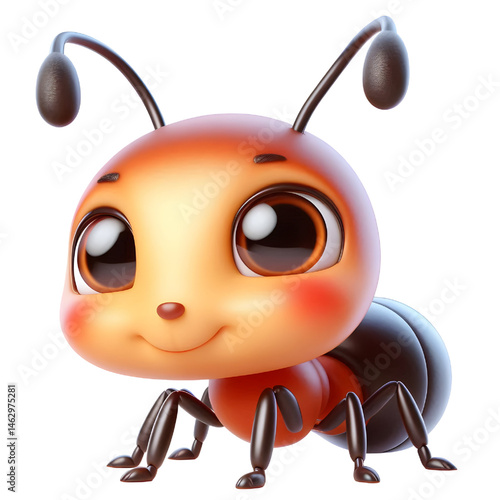 Cute 3d ant isolated on white background