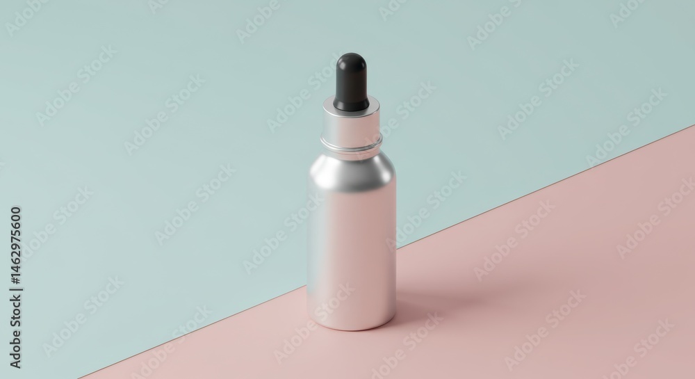 Dropper Bottle on Pastel Background Dropper Bottle on Pastel Background