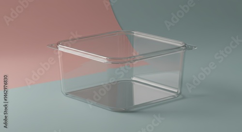 Clear Square Container on Pastel Background