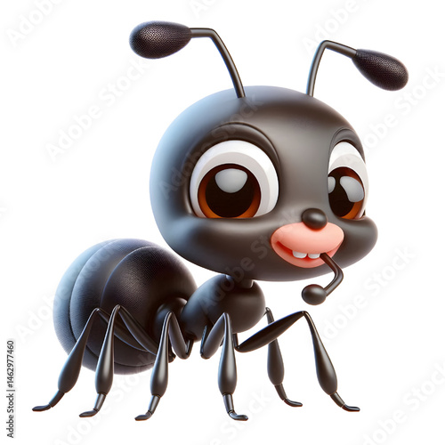 Cute 3d ant isolated on white background