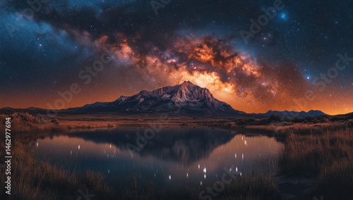 Wallpaper Mural Mountain lake Milky Way reflection night sky landscape Torontodigital.ca