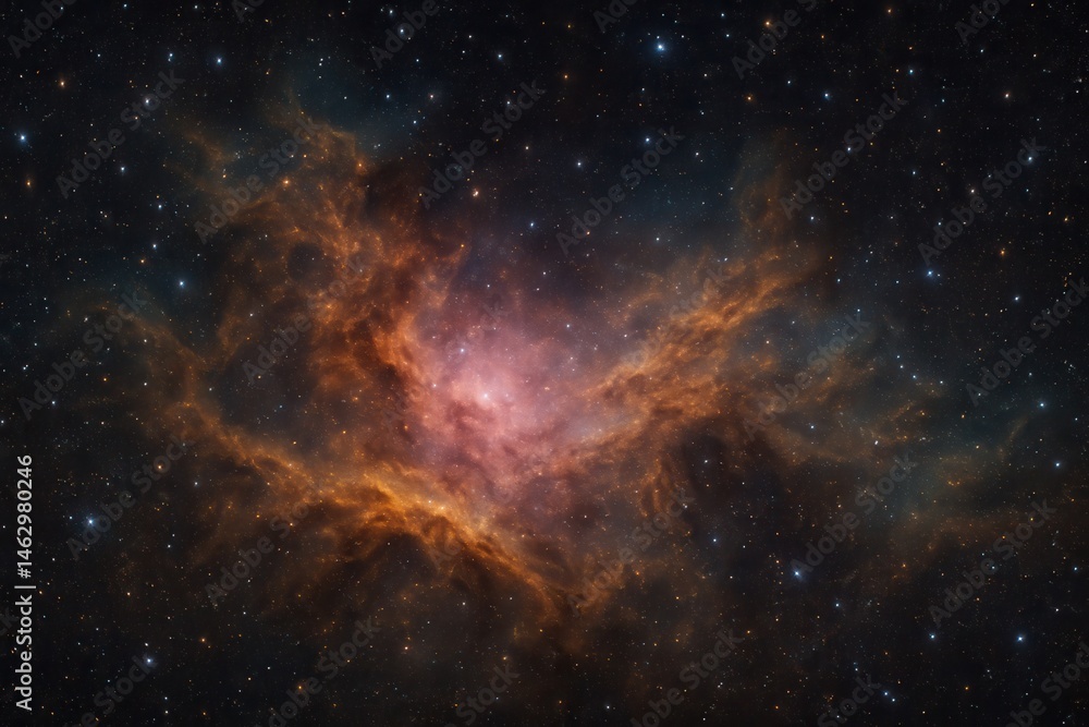Omega Nebula glowing in the vastness of deep space with countless stars