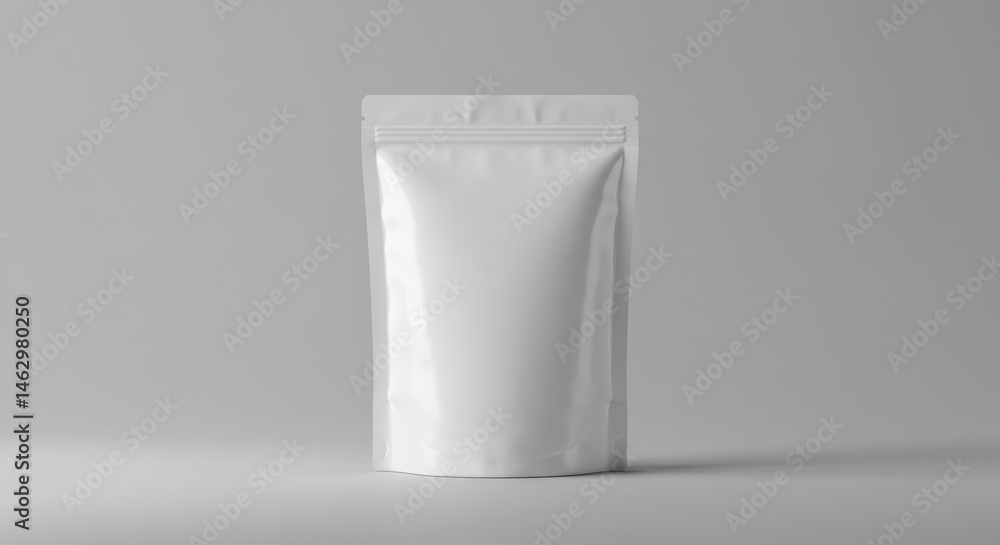 White Pouch Packaging Mockup on Gray Background White Pouch Packaging Mockup on Gray Background